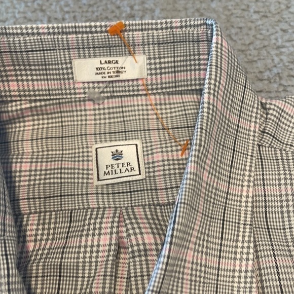 Peter Millar Shirt Mens Large Black/gray/pink Checked Long Sleeve Button Down - Picture 5 of 10